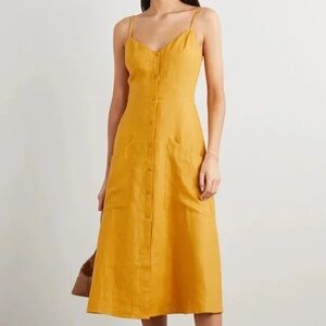 NWOT Reformation Parke Midi Dress in Linen Ochre size 2